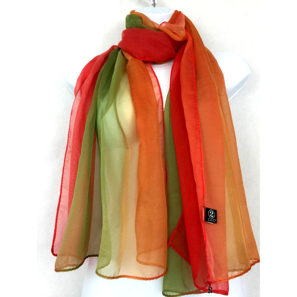 2 Chic | Accessories | 2 Chic Elegant Colorful Rainbow Scarf Green Red